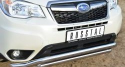 25 599 р. Защита переднего бампера (2 трубыØ63 мм, волна, нержавейка) SLITKOFF Subaru Forester SJ дорестайлинг (2012-2016)  с доставкой в г. Таганрог. Увеличить фотографию 2