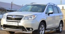 23 799 р. Защита переднего бампера (2 трубыØ76 и 63 мм, нержавейка) SLITKOFF  Subaru Forester  SJ (2012-2016) дорестайлинг  с доставкой в г. Таганрог. Увеличить фотографию 2