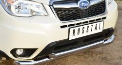 23 799 р. Защита переднего бампера (2 трубыØ76 и 63 мм, нержавейка) SLITKOFF  Subaru Forester  SJ (2012-2016) дорестайлинг  с доставкой в г. Таганрог. Увеличить фотографию 3