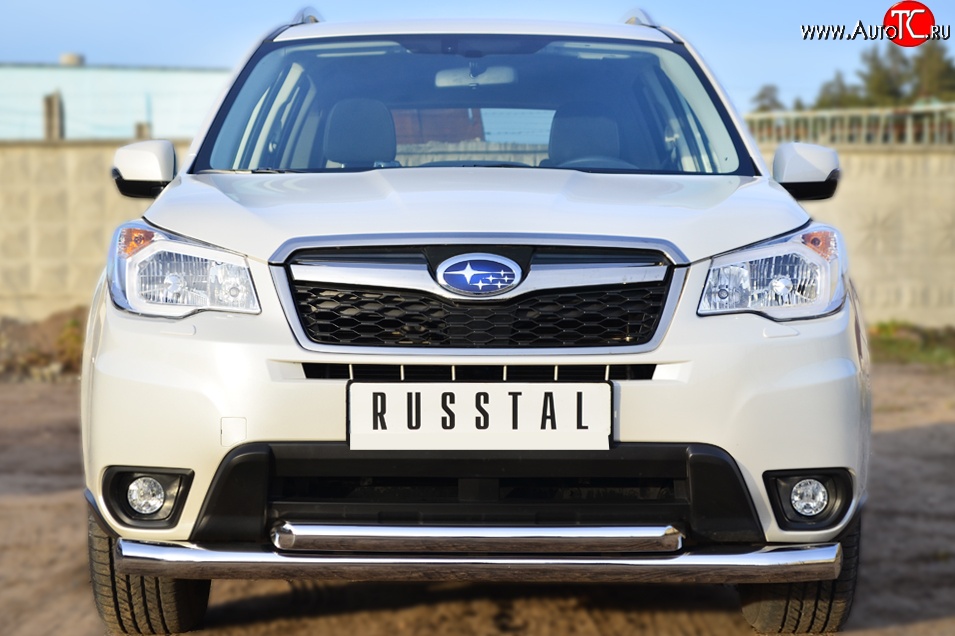 23 799 р. Защита переднего бампера (2 трубыØ76 и 63 мм, нержавейка) SLITKOFF  Subaru Forester  SJ (2012-2016) дорестайлинг  с доставкой в г. Таганрог