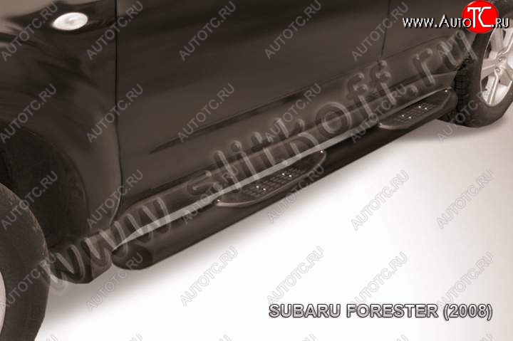 13 749 р. Защита порогов Slitkoff Subaru Forester SH (2008-2013) (Цвет: серебристый)  с доставкой в г. Таганрог