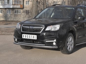 26 999 р. Защита переднего бампера SLITKOFF d63 секции-d42 дуга Subaru Forester SJ рестайлинг (2016-2019)  с доставкой в г. Таганрог. Увеличить фотографию 2