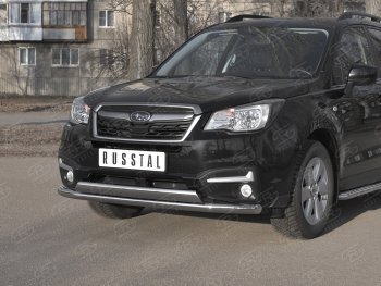 13 999 р. Защита переднего бампера (2 трубы Ø63 и 75х42 мм, нержавейка) Russtal Subaru Forester SJ рестайлинг (2016-2019)  с доставкой в г. Таганрог. Увеличить фотографию 2