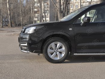 13 999 р. Защита переднего бампера (2 трубы Ø63 и 75х42 мм, нержавейка) Russtal Subaru Forester SJ рестайлинг (2016-2019)  с доставкой в г. Таганрог. Увеличить фотографию 3