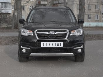 Защита переднего бампера (Ø75x42 мм, нержавейка) Russtal Subaru Forester SJ рестайлинг (2016-2019)