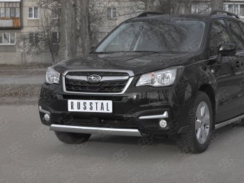 15 649 р. Защита переднего бампера (Ø75x42 мм, нержавейка) Russtal Subaru Forester SJ рестайлинг (2016-2019)  с доставкой в г. Таганрог. Увеличить фотографию 2