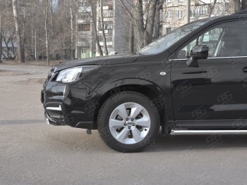 15 649 р. Защита переднего бампера (Ø75x42 мм, нержавейка) Russtal Subaru Forester SJ рестайлинг (2016-2019)  с доставкой в г. Таганрог. Увеличить фотографию 3