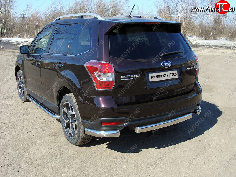 21 899 р. Защита заднего бампера (уголки овальные) ТСС 75х42 мм  Subaru Forester  SJ (2016-2019) рестайлинг (короткие, под брызговики)  с доставкой в г. Таганрог