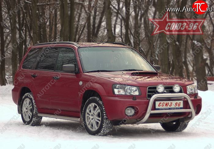 9 224 р. Защита переднего бампера Souz-96 (d60) Subaru Forester SG дорестайлинг (2002-2005)  с доставкой в г. Таганрог