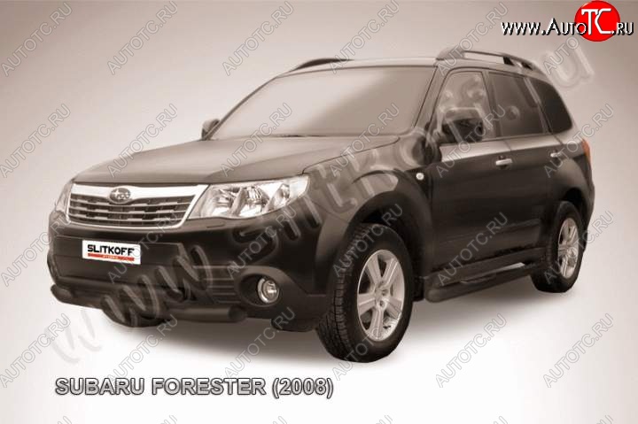 11 399 р. Защита переднего бампер Slitkoff Subaru Forester SH (2008-2013) (Цвет: серебристый)  с доставкой в г. Таганрог