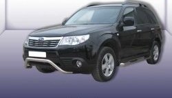 Усиленная низкая защита переднего бампера из трубы диаметром 57 мм Slitkoff Subaru Forester SH (2008-2013)