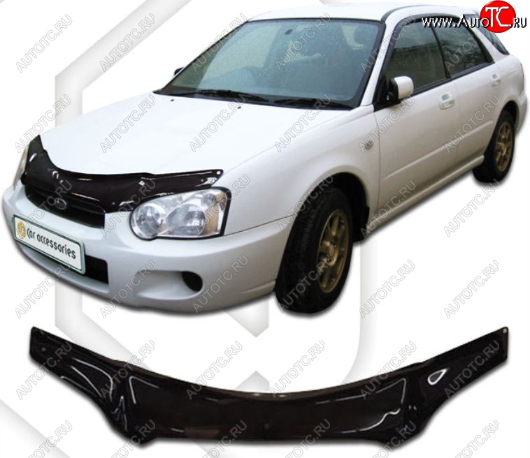 2 099 р. Дефлектор капота (GD2, GDA) CA-Plastiс  Subaru Impreza ( GD,  GG) (2002-2005) седан 1-ый рестайлинг, хэтчбэк 1-ый рестайлинг (Classic черный, Без надписи)  с доставкой в г. Таганрог