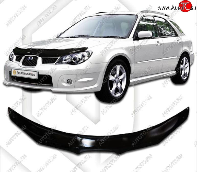 1 999 р. Дефлектор капота CA-Plastiс  Subaru Impreza ( GD,  GG) (2005-2007) седан 2-ой рестайлинг, хэтчбэк 2-ой рестайлинг (Classic черный, Без надписи)  с доставкой в г. Таганрог