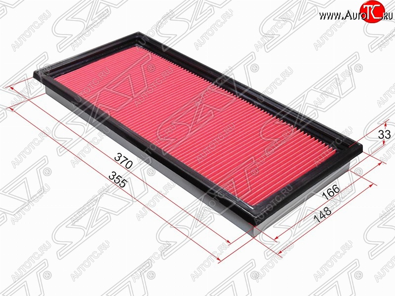 349 р. Фильтр воздушный двигателя SAT (370х168х33 mm)  Subaru Impreza ( GD,  GG) - Outback  BH/BE12  с доставкой в г. Таганрог