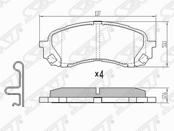 1 189 р. Колодки тормозные (передние) SAT (Китай)  Subaru Forester  SH - Impreza ( GE,  GH)  с доставкой в г. Таганрог. Увеличить фотографию 1