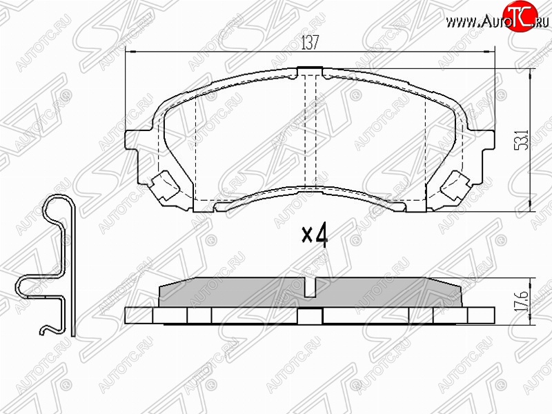 1 189 р. Колодки тормозные (передние) SAT (Китай)  Subaru Forester  SH - Impreza ( GE,  GH)  с доставкой в г. Таганрог