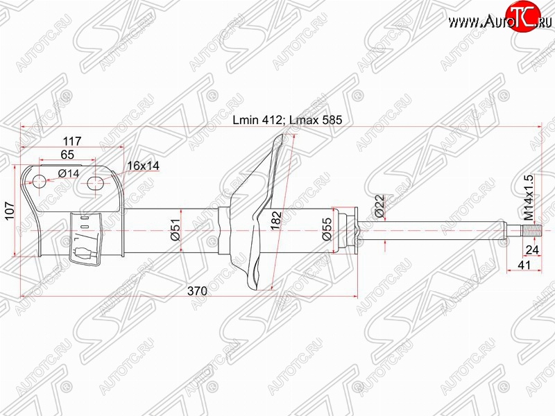 3 599 р. Правый амортизатор передний SAT Subaru Legacy BH/BE12 универсал (1998-2003)  с доставкой в г. Таганрог