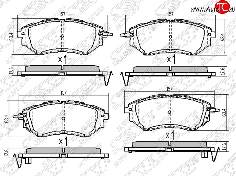 1 779 р. Колодки тормозные SAT (передние) Subaru Outback BP дорестайлинг универсал (2003-2006)  с доставкой в г. Таганрог