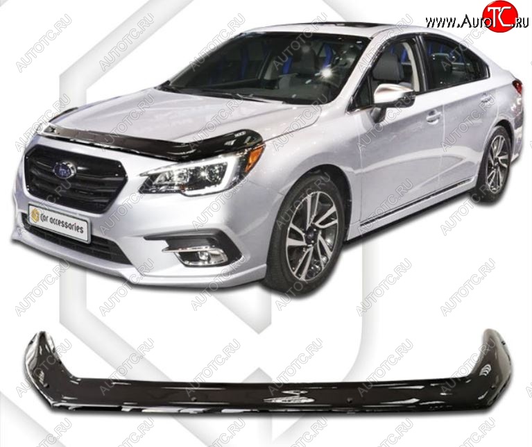 2 899 р. Дефлектор капота CA-Plastiс exclusive  Subaru Legacy  BN/B15 (2017-2024) рестайлинг седан (Classic черный, Без надписи)  с доставкой в г. Таганрог