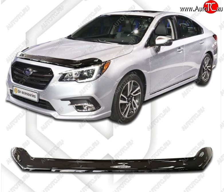 2 159 р. Дефлектор капота CA-Plastiс  Subaru Legacy  BN/B15 (2017-2024) рестайлинг седан (Classic черный, Без надписи)  с доставкой в г. Таганрог