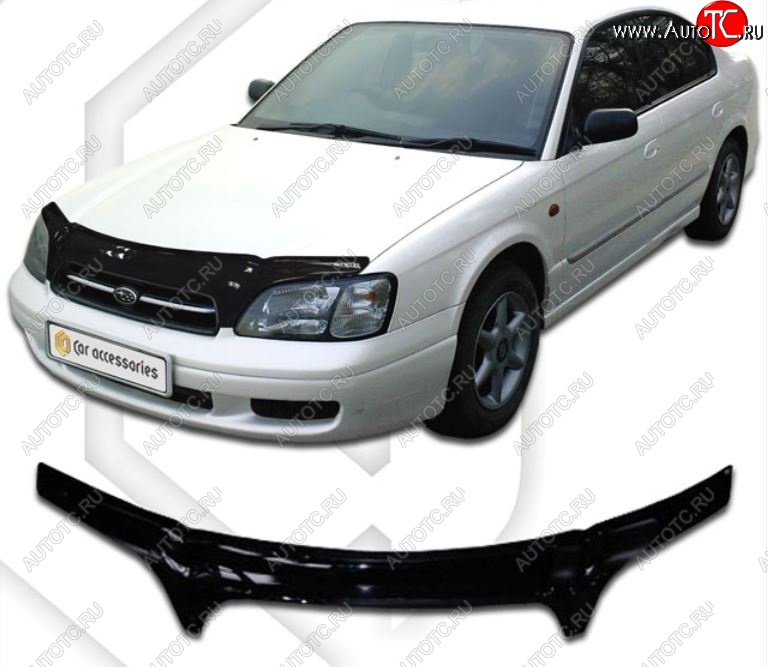 2 399 р. Дефлектор капота (BE5, BE9, BEE) CA-Plastiс Subaru Legacy BH/BE12 универсал (1998-2003) (Classic черный, Без надписи)  с доставкой в г. Таганрог