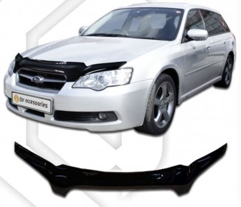 2 159 р. Дефлектор капота CA-Plastiс  Subaru Outback  BP (2003-2006) дорестайлинг универсал (Classic черный, Без надписи)  с доставкой в г. Таганрог. Увеличить фотографию 1