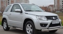 21 349 р. Защита переднего бампера (2 трубыØ76 и 42 мм, нержавейка) SLITKOFF  Suzuki Grand Vitara  JT (2012-2016) 3 двери 2-ой рестайлинг  с доставкой в г. Таганрог. Увеличить фотографию 2