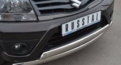 27 999 р. Защита переднего бампера (2 трубыØ75х42 мм, нержавейка) Russtal Suzuki Grand Vitara JT 5 дверей 2-ой рестайлинг (2012-2016)  с доставкой в г. Таганрог. Увеличить фотографию 2