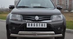 Защита переднего бампера (2 трубыØ75х42 мм, нержавейка) Russtal Suzuki Grand Vitara JT 5 дверей 2-ой рестайлинг (2012-2016)