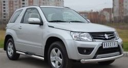 15 749 р. Одинарная защита переднего бампера диаметром 76 мм (3 дв.) SLITKOFF  Suzuki Grand Vitara  JT (2012-2016) 3 двери 2-ой рестайлинг  с доставкой в г. Таганрог. Увеличить фотографию 1