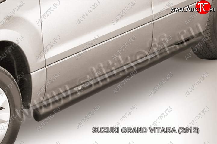 10 949 р. Защита порогов Slitkoff  Suzuki Grand Vitara  JT 5 дверей (2012-2016) 2-ой рестайлинг (Цвет: серебристый)  с доставкой в г. Таганрог