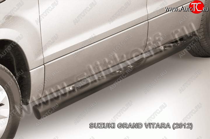 12 399 р. Защита порогов Slitkoff  Suzuki Grand Vitara  JT 5 дверей (2012-2016) 2-ой рестайлинг (Цвет: серебристый)  с доставкой в г. Таганрог