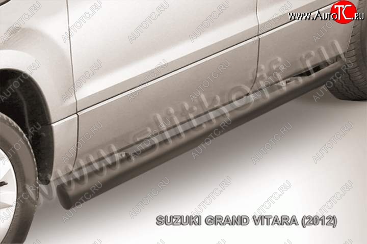 11 749 р. Защита порогов Slitkoff  Suzuki Grand Vitara  JT 5 дверей (2012-2016) 2-ой рестайлинг (Цвет: серебристый)  с доставкой в г. Таганрог