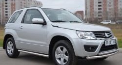 14 849 р. Защита порогов из круглой трубы диаметром 63 мм (3 дв.) Russtal Suzuki Grand Vitara JT 3 двери 2-ой рестайлинг (2012-2016) (Защита порогов с со скосами на торцах (вариант 1))  с доставкой в г. Таганрог. Увеличить фотографию 3