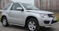 14 849 р. Защита порогов из круглой трубы диаметром 63 мм (3 дв.) Russtal Suzuki Grand Vitara JT 3 двери 2-ой рестайлинг (2012-2016) (Защита порогов с со скосами на торцах (вариант 1))  с доставкой в г. Таганрог. Увеличить фотографию 5