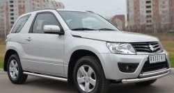 14 849 р. Защита порогов из круглой трубы диаметром 63 мм (3 дв.) Russtal Suzuki Grand Vitara JT 3 двери 2-ой рестайлинг (2012-2016) (Защита порогов с со скосами на торцах (вариант 1))  с доставкой в г. Таганрог. Увеличить фотографию 9