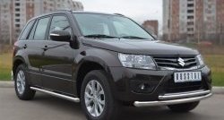 14 849 р. Защита порогов из круглой трубы диаметром 63 мм (5 дв.) Russtal Suzuki Grand Vitara JT 5 дверей 2-ой рестайлинг (2012-2016) (Защита порогов с со скосами на торцах (вариант 1))  с доставкой в г. Таганрог. Увеличить фотографию 4