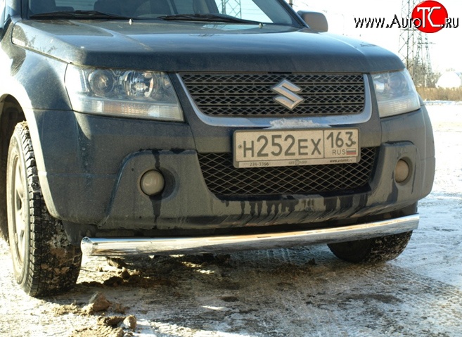 9 499 р. Защита переднего бампера d75x42 мм Металл Дизайн  Suzuki Grand Vitara ( JT 5 дверей,  JT 3 двери) (2005-2008) дорестайлинг, дорестайлинг (полированная нержавейка)  с доставкой в г. Таганрог