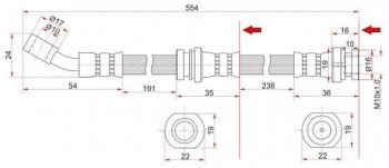 Тормозной шланг SAT (передний, правый)  Escudo  1, Grand Vitara ( FTB03 3 двери,  3TD62, TL52 5 дверей)