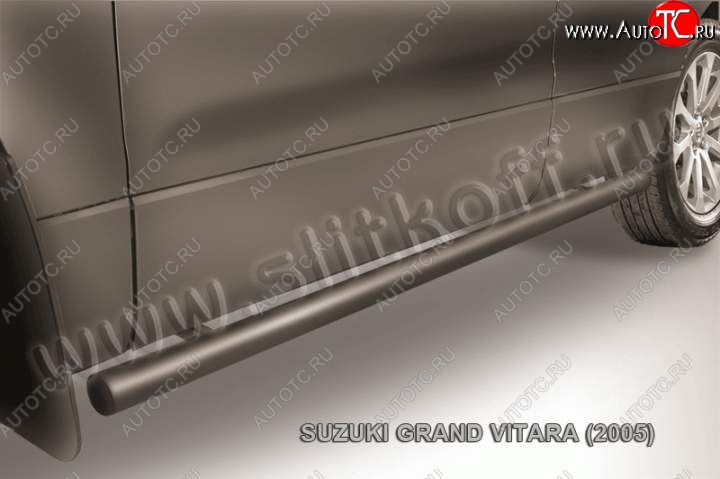 10 949 р. Защита порогов Slitkoff  Suzuki Grand Vitara  JT 5 дверей (2008-2012) 1-ый рестайлинг (Цвет: серебристый)  с доставкой в г. Таганрог