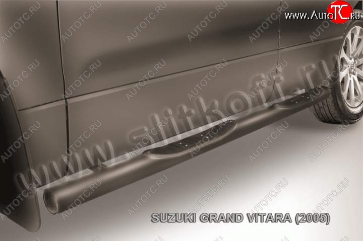 13 749 р. Защита порогов Slitkoff Suzuki Grand Vitara JT 5 дверей дорестайлинг (2005-2008) (Цвет: серебристый)  с доставкой в г. Таганрог