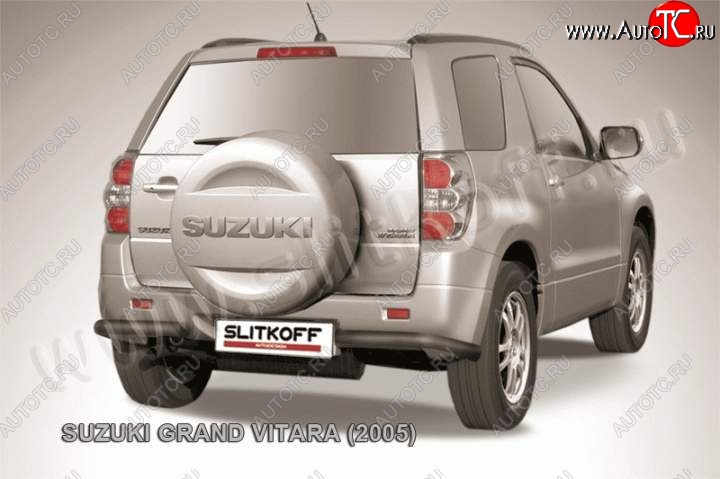 5 699 р. Защита заднего бампера (уголки d57) Slitkoff  Suzuki Grand Vitara  JT 3 двери (2005-2008) дорестайлинг (Цвет: серебристый)  с доставкой в г. Таганрог