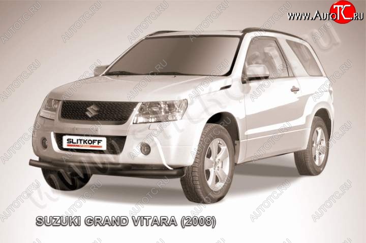 8 999 р. Защита переднего бампер Slitkoff Suzuki Grand Vitara JT 3 двери дорестайлинг (2005-2008) (Цвет: серебристый)  с доставкой в г. Таганрог