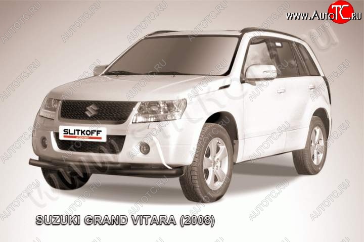 8 199 р. Защита переднего бампер Slitkoff  Suzuki Grand Vitara ( JT 3 двери,  JT 5 дверей) (2008-2012) 1-ый рестайлинг, 1-ый рестайлинг (Цвет: серебристый)  с доставкой в г. Таганрог