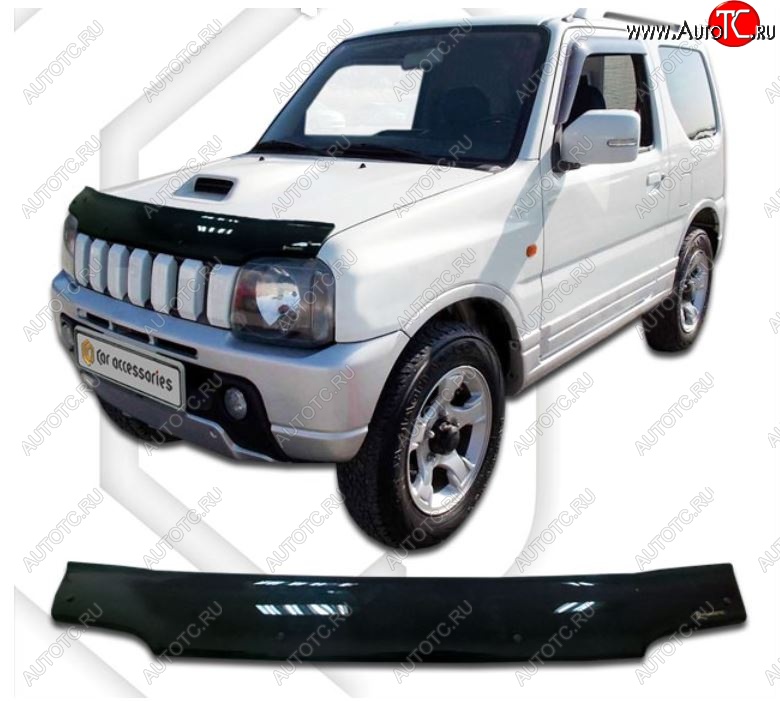 1 999 р. Дефлектор капота CA-Plastiс  Suzuki Jimny  JB23/JB43 (2002-2012) 1-ый рестайлинг (Classic черный, Без надписи)  с доставкой в г. Таганрог