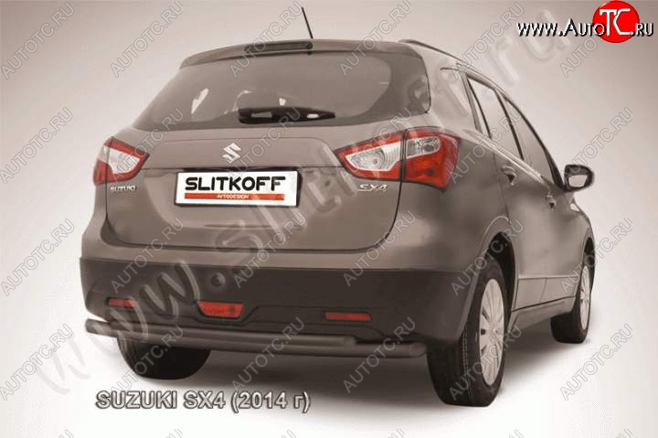 7 999 р. Защита задняя Slitkoff Suzuki SX4 JYB, JYA хэтчбэк дорестайлинг (2013-2016) (Цвет: серебристый)  с доставкой в г. Таганрог