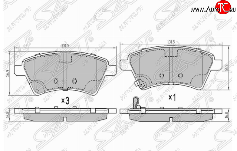1 549 р. Комплект передних тормозных колодок SAT Suzuki SX4 GYC21S дорестайлинг седан (2006-2012)  с доставкой в г. Таганрог