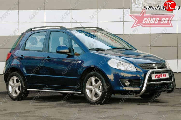 9 899 р. Защита переднего бампера Souz-96 (d60)  Suzuki SX4  GYA,GYB (2010-2016)  рестайлинг, хэтчбэк  с доставкой в г. Таганрог