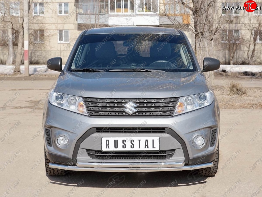 18 799 р. Защита переднего бампера (2 трубыØ42 мм, нержавейка) SLITKOFF  Suzuki Vitara  LY (2015-2019) дорестайлинг  с доставкой в г. Таганрог