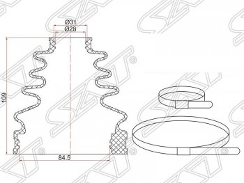 Пыльник ШРУСа (внутренний) SAT Toyota 4Runner N180 5 дв. дорестайлинг (1995-2000)